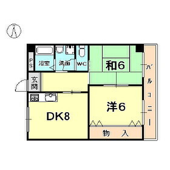 ハイツヨシダ 201｜兵庫県西宮市柳本町(賃貸マンション2DK・2階・48.00㎡)の写真 その2