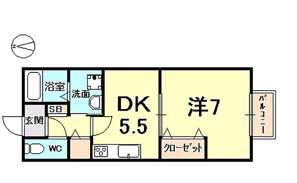 メゾン高松V　Ｂ棟 102｜兵庫県西宮市門前町(賃貸アパート1DK・1階・33.61㎡)の写真 その2