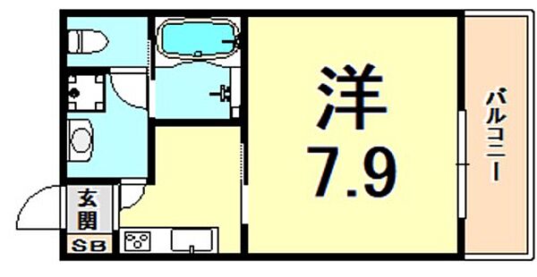 甲子園マンション 201｜兵庫県西宮市甲子園高潮町(賃貸マンション1K・2階・26.49㎡)の写真 その2