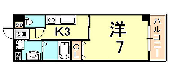 メヌエットＫ 203｜兵庫県西宮市南昭和町(賃貸マンション1K・2階・24.96㎡)の写真 その2