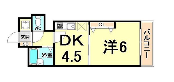 ベルメゾン西宮 406｜兵庫県西宮市高松町(賃貸マンション1DK・4階・25.00㎡)の写真 その2