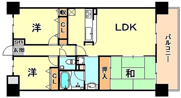 本山アーバンライフ 405｜兵庫県神戸市東灘区田中町１丁目(賃貸マンション3LDK・4階・74.04㎡)の写真 その2