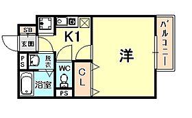 セジュール西岡本 105 ｜ 兵庫県神戸市東灘区西岡本５丁目（賃貸アパート1K・1階・26.35㎡） その2