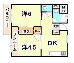 間取図画像 2DK