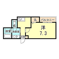 ＡＲＰＥＧＧＩＯ東須磨 2階1Kの間取り