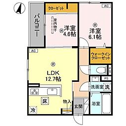神戸市須磨区千守町1丁目アパート 2LDKの間取図画像