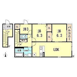 MAISON DE HIRO2 3LDKの間取図画像
