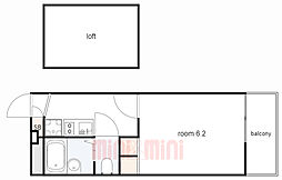 レオパレスさくらWest 1Kの間取図画像