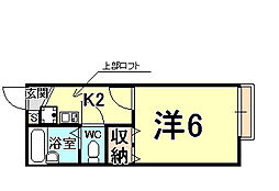 レオパレス甲東園 1Kの間取図画像