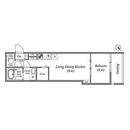 S-MOVE西宮今津 301 3階1LDKの間取り