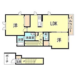ハーベスト白水 2LDKの間取図画像