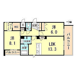 シャーメゾンMAYA岡本 2LDKの間取図画像