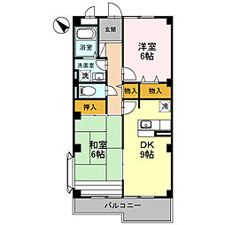 ヴァンベール東 2DKの間取図画像