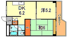 バッハレジデンス芦屋ウエスト 2DKの間取図画像