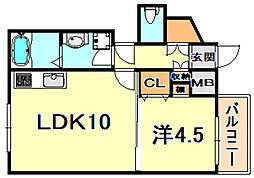 Palos須磨浦通 1LDKの間取図画像