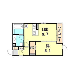 LESENSFAMIIAUXmSUMINO 1LDKの間取図画像