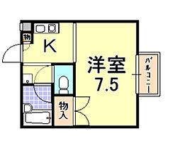 フォアルテ岡本 ワンルームの間取図画像