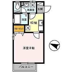 エスポワール 1Kの間取図画像