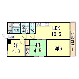 甲南本山ハイム 3LDKの間取図画像