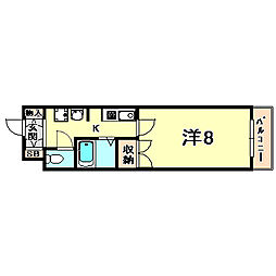 メゾン森南 1Kの間取図画像