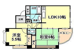 ハイム篠 2LDKの間取図画像