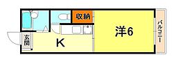 コスモハイツ 1Kの間取図画像