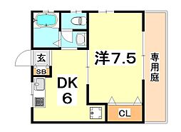 和光ハイツ 1DKの間取図画像