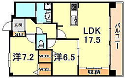 メゾンベール六甲山手 2LDKの間取図画像