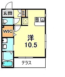 HCフラッツ青谷ガーデン ワンルームの間取図画像