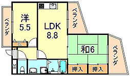 フレンテ灘 2LDKの間取図画像