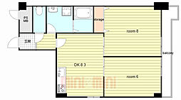 ライオンズマンション魚崎 2DKの間取図画像