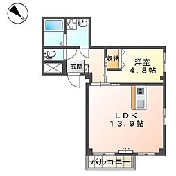 三谷川ビル 1LDKの間取図画像