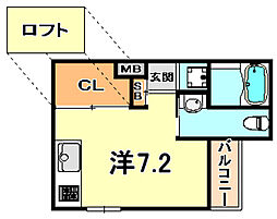 シティフラット灘 ワンルームの間取図画像