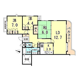 パークハイム住吉山手 3LDKの間取図画像