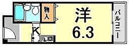 ベレーロ魚崎 1Kの間取図画像