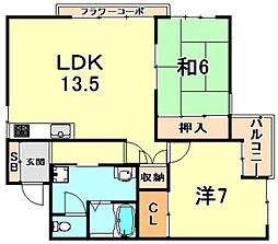 ル・レーヴ 2LDKの間取図画像