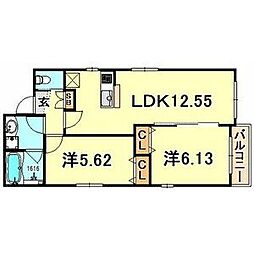ウェルマージュ岡本 2LDKの間取図画像