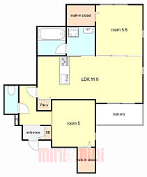 HEBEL MAISON 六甲篠原中町 2LDKの間取図画像