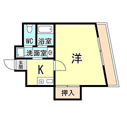 エクセルコート芦屋 1Kの間取図画像