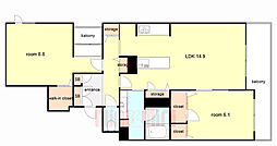 グレイス神戸住吉 2LDKの間取図画像