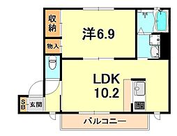 ハイツマイルド 1LDKの間取図画像