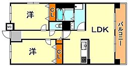 ウエストコート11番街 2LDKの間取図画像