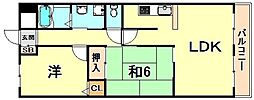 ベルベデール甲南 2LDKの間取図画像