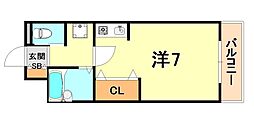 ワイズ六甲 1Kの間取図画像