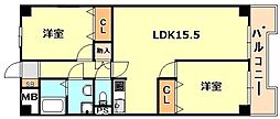 大仁マンション 2LDKの間取図画像