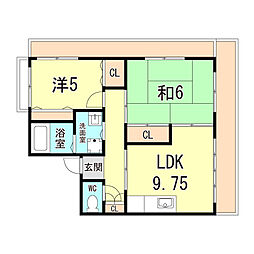 エクセルシア楠丘 2LDKの間取図画像