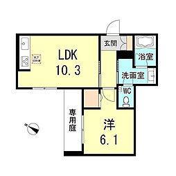 シャーメゾンガーデンズセリシール高羽東館 1LDKの間取図画像