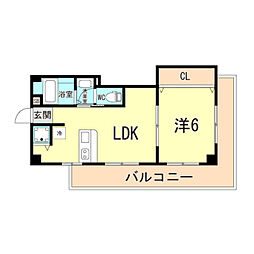 ラムール王子公園 1LDKの間取図画像
