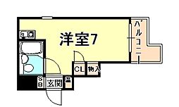 メゾン・ド・御影パート1 ワンルームの間取図画像