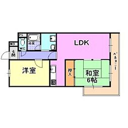吉光アドニス芦屋 2LDKの間取図画像